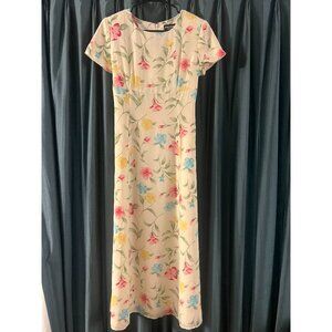 Vintage 90s PATRICK COLLECTION Midi / Maxi Dress Floral Cottagecore Sz. 10 Silk
